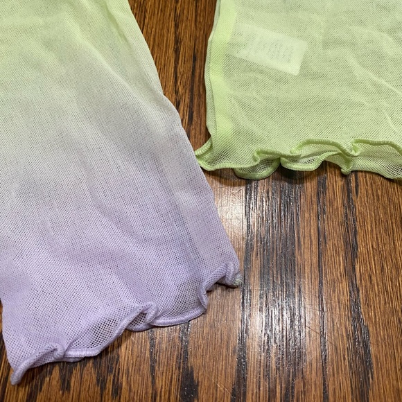 Aerie Mesh Long Sleeved Crop Top Purple Blue Yellow Ombré Womens Large NWT - Picture 4 of 7